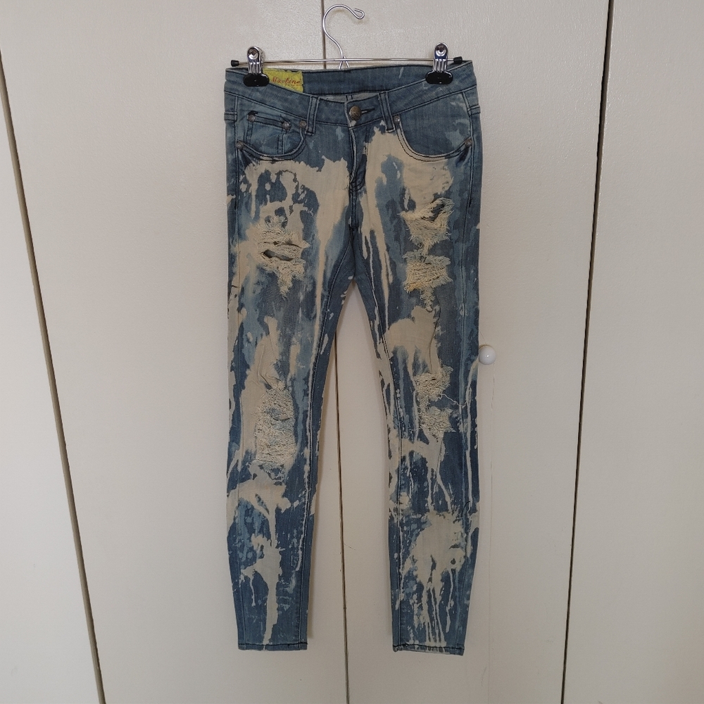 Machine Nouvelle Mode Stone Washed Ripped Jeans Size US 28 Italy 42